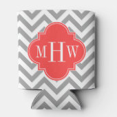 Zickzack korallenrotes rotes Quatrefoil 3 Dosenkühler (Rückseite)