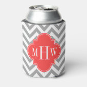 Zickzack korallenrotes rotes Quatrefoil 3 Dosenkühler (Kanne Rückseite)