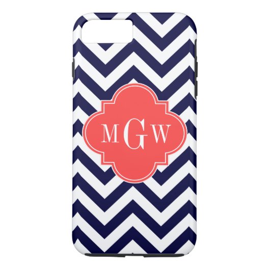 Zickzack Korallenrottquatrefolie 3 Monogramm Case-Mate iPhone Hülle (Rückseite)