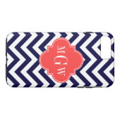 Zickzack Korallenrottquatrefolie 3 Monogramm Case-Mate iPhone Hülle (Rückseite (Horizontal))