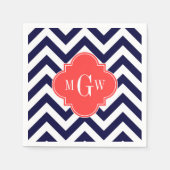 Zickzack Korallenrottquatrefolie 3 Monogramm Serviette (Vorderseite)