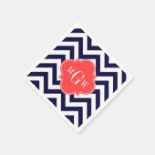 Zickzack Korallenrottquatrefolie 3 Monogramm Serviette (Ecke)