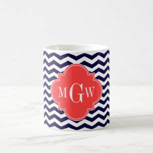 Zickzack Korallenrottquatrefolie 3 Monogramm Tn Kaffeetasse