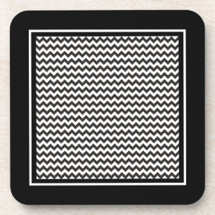 Zickzack-Korkuntersetzer, Schwarz-Weiß-Chevron Getränkeuntersetzer