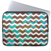 Zickzack Kuh braun und Aquamarin Laptopschutzhülle (Vorderseite)
