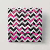 Zickzack Kuh - Hot Rosa und Schwarz Button (Vorderseite)