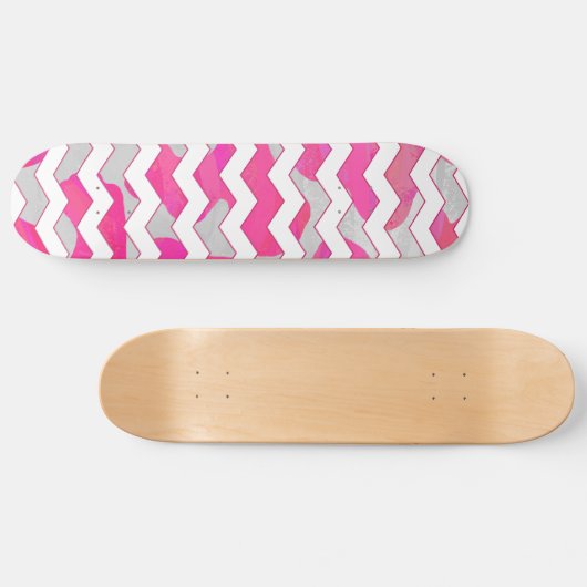Zickzack Kuh - Hot Rosa und Weiß Skateboard (Horizontal)