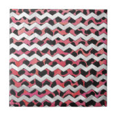 Zickzack Kuh Rosa und Schwarz Fliese (Vorderseite)