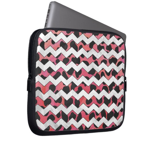 Zickzack Kuh Rosa und Schwarz Laptopschutzhülle (Vorne Rechts)