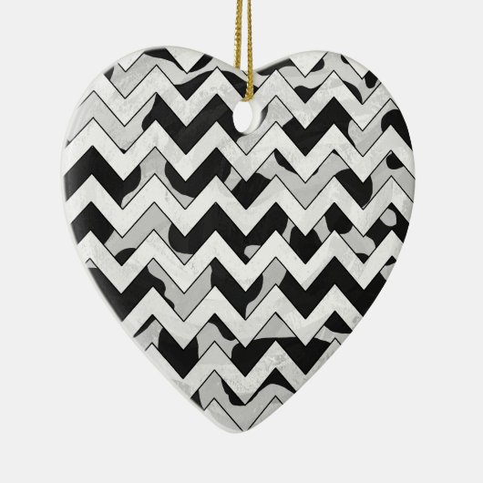 Zickzack Kuh schwarz und weiß Keramik Ornament (Rechts)