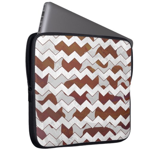 Zickzack Kuhbraun und Weißdruck Laptopschutzhülle (Vorne Rechts)