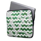 Zickzack Kuhgrün und Weiß Laptopschutzhülle (Vorderseite Links)