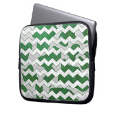 Zickzack Kuhgrün und Weiß Laptopschutzhülle (Vorderseite Links)