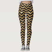 Zickzack Leggings für Schwarz und Gold (Vorderseite)