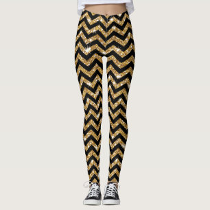 Zickzack Leggings für Schwarz und Gold