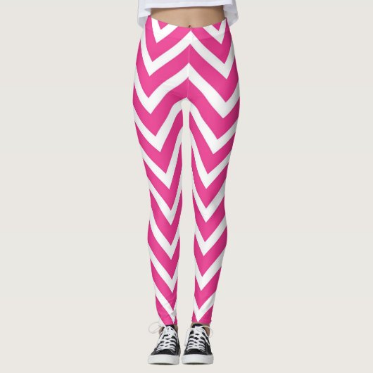 Zickzack Leggings in Rosa und Weiß (Vorderseite)