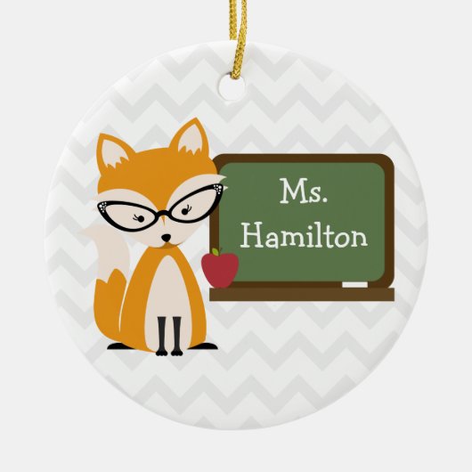 Zickzack Lehrer Fox an der Tafel Keramikornament (Vorne)