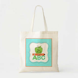 Zickzack Lehrer-Tasche mit grünem Apple Tragetasche