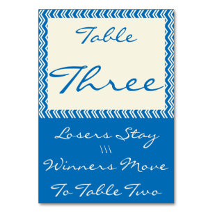 Zickzack LeinenBunco Tabellen-Karte #3 Tischnummer