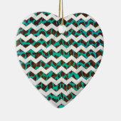 Zickzack Leopard, braun und Aquamarin Keramikornament (Rechts)