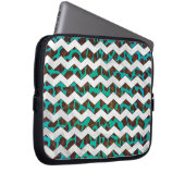 Zickzack Leopard, braun und Aquamarin Laptopschutzhülle (Vorne Rechts)