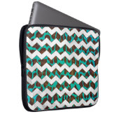 Zickzack Leopard, braun und Aquamarin Laptopschutzhülle (Vorne Rechts)