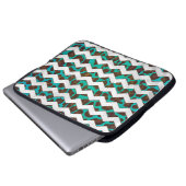 Zickzack Leopard, braun und Aquamarin Laptopschutzhülle (Vorne Knopf)