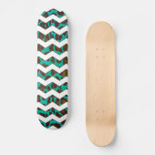 Zickzack Leopard, braun und Aquamarin Skateboard (Vorderseite)