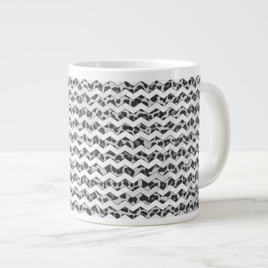 Zickzack Leopard, grau und leicht grau Jumbo-Tasse (Vorderseite Rechts)