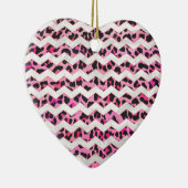 Zickzack Leoparden in Schwarz und Heiß Rosa Keramik Ornament (Rechts)