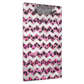 Zickzack Leoparden in Schwarz und Heiß Rosa Klemmbrett (Rechts)
