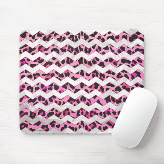 Zickzack Leoparden in Schwarz und Heiß Rosa Mousepad (Mit Mouse)