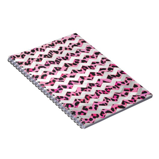 Zickzack Leoparden in Schwarz und Heiß Rosa Notizblock (Rechte Seite)