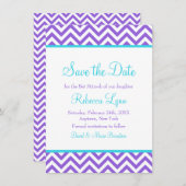 Zickzack Lila Aquamariner Blue Bat Mitzvah Save th Save The Date (Vorne/Hinten)