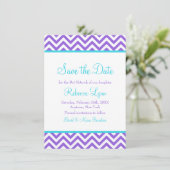 Zickzack Lila Aquamariner Blue Bat Mitzvah Save th Save The Date (Stehend Vorderseite)