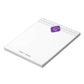 Zickzack Lila Quatrefolienmonogramm Notizblock (Rotiert)