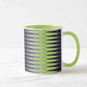 Zickzack Limegrün Schwarz Weiß Grau Muster Tasse