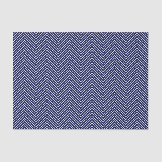 Zickzack Line Tissue Paper - White on Navy Blue Seidenpapier (Vorderseite)
