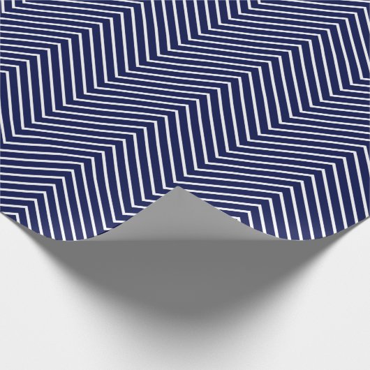 Zickzack Line Wrapping Paper - White on Navy Blue Geschenkpapier (Ecke)