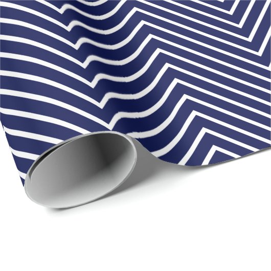 Zickzack Line Wrapping Paper - White on Navy Blue Geschenkpapier (Rolleneckpunkt)