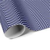 Zickzack Line Wrapping Paper - White on Navy Blue Geschenkpapier (Rolleneckpunkt)