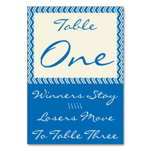 Zickzack Linen-Bunco-Tischkarte Nr. 1 Tischnummer