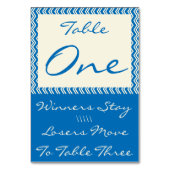 Zickzack Linen-Bunco-Tischkarte Nr. 1 Tischnummer (Rückseite)