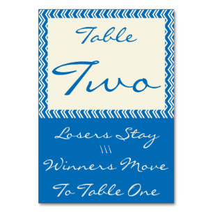 Zickzack Linen-Bunco-Tischkarte Nr. 2 Tischnummer