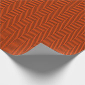 Zickzack Linie Schwarz auf Bright Orange Geschenkpapier (Ecke)