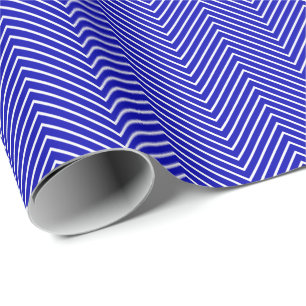 Zickzack Linie White in Royal Blue Geschenkpapier