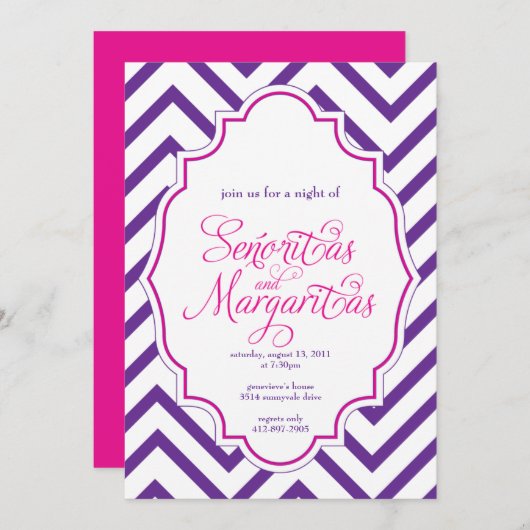 ZICKZACK - Mädchen-Nacht heraus - Einladung (Vorne/Hinten)