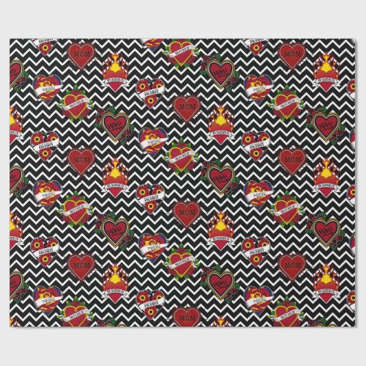 Zickzack Mama Tattoo Geschenkpapier (Flach)