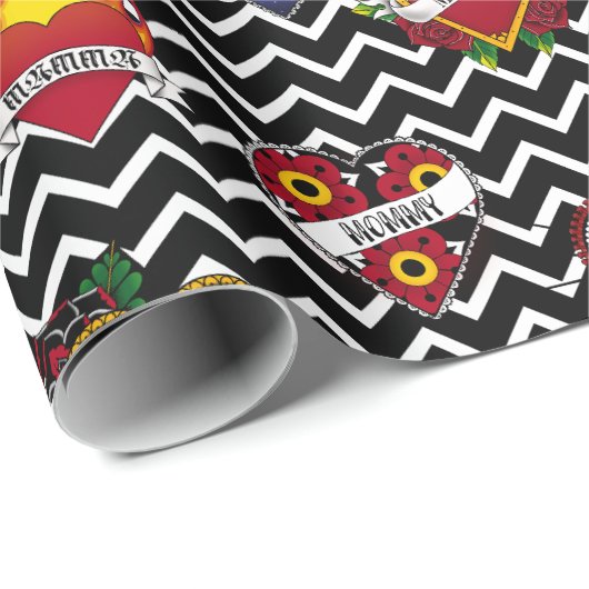 Zickzack Mama Tattoo Geschenkpapier (Rolleneckpunkt)