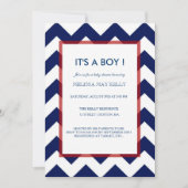 Zickzack Marine u. rote Seebaby-Duschen-Einladung Einladung (Vorderseite)